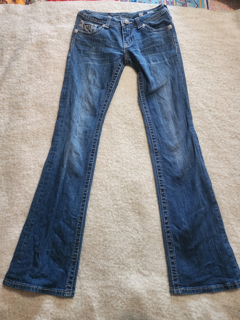 Miss Me Jeans Size 27 Western Rodeo McBling Low Mid Rise Bootcut Y2K